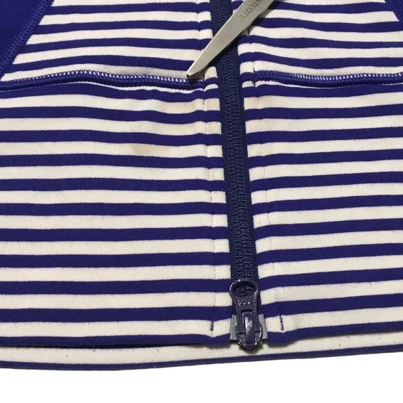 Lululemon In Stride Jacket Pigment Blue White Narrow Bold Stripe Women Size 4 - Picture 16 of 16